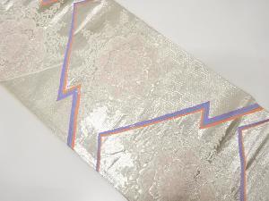 松皮菱に華紋模様織り出し　袋帯